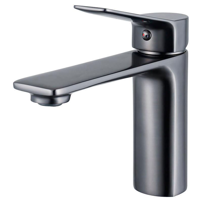 Madrid low straight-spout single-handle lavatory faucet in gunmetal grey with lever handle