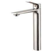 Madrid brushed nickel tall straight neck single-lever basin mixer tap with lever handle