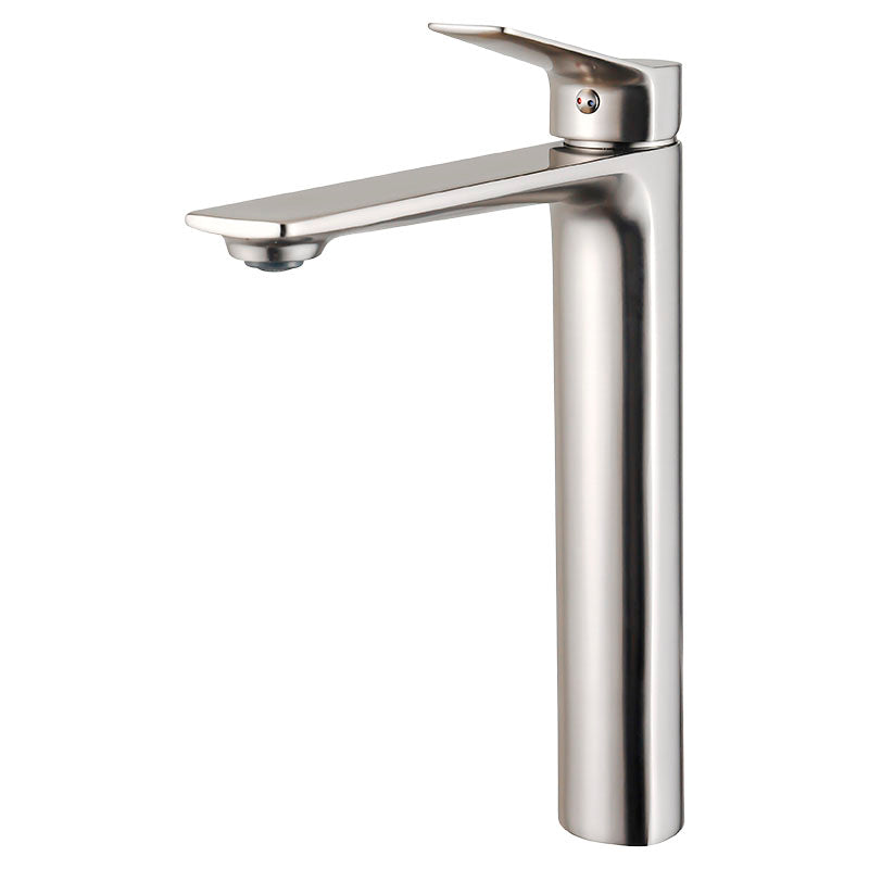 Madrid brushed nickel tall straight neck single-lever basin mixer tap with lever handle
