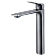 Madrid single-lever tall straight-spout washbasin faucet in gunmetal grey with lever handle