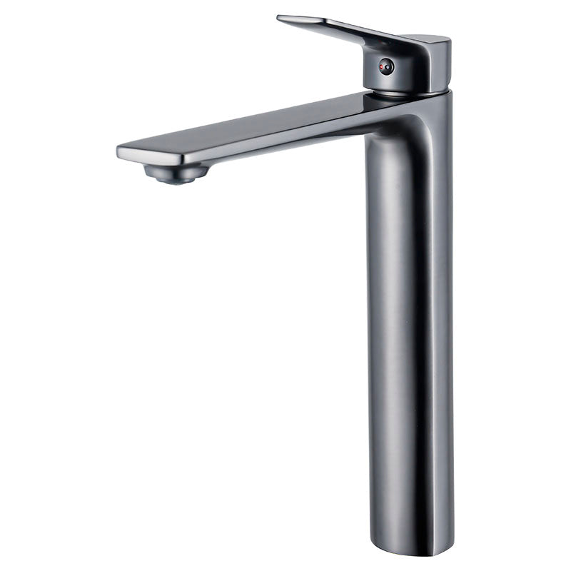 Madrid single-lever tall straight-spout washbasin faucet in gunmetal grey with lever handle