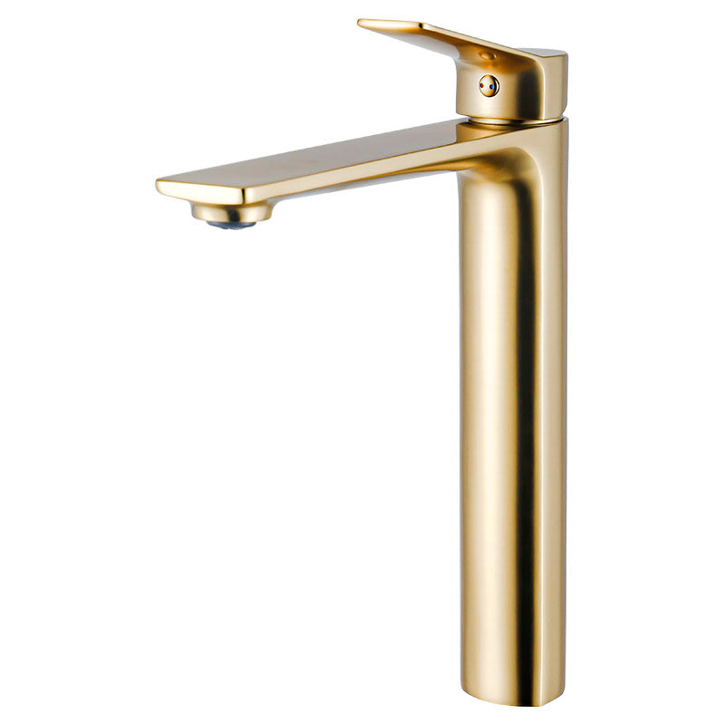 Madrid brushed gold tall straight-spout single-handle lavatory faucet with lever handle