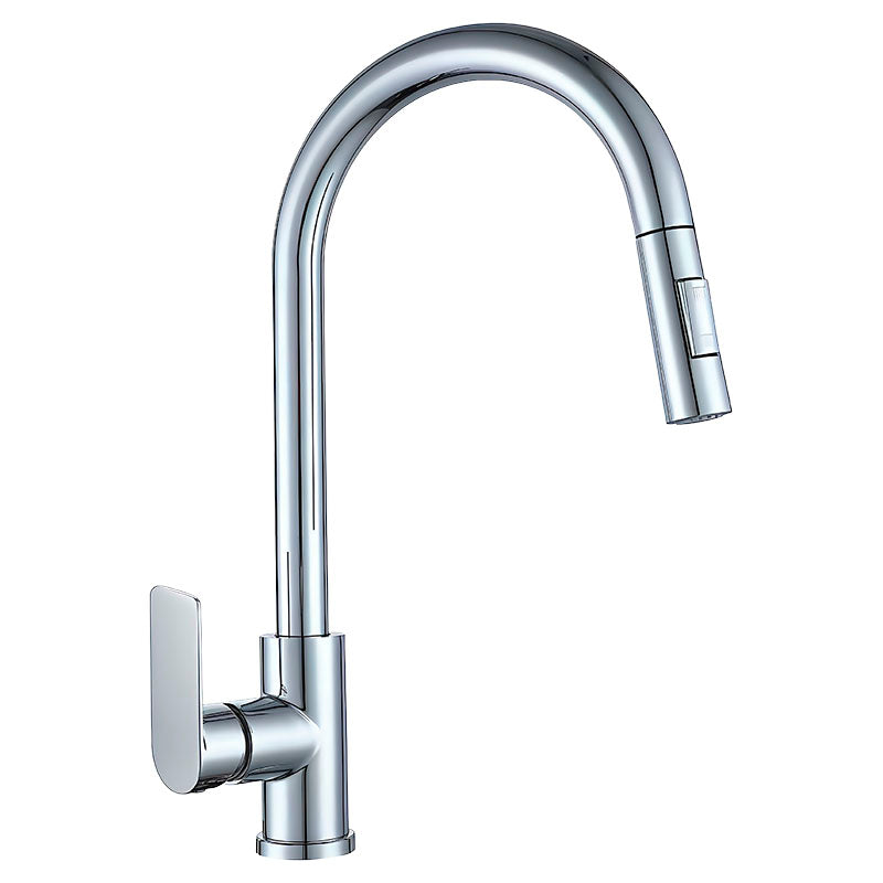 Grifo para cocina monomando cuello cisne alto Madrid plata cromado con manilla palanca