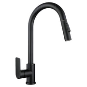 Grifo para cocina monomando cuello cisne alto Madrid negro mate manilla palanca