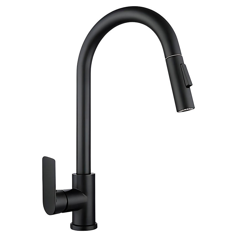 Grifo para cocina monomando cuello cisne alto Madrid negro mate manilla palanca