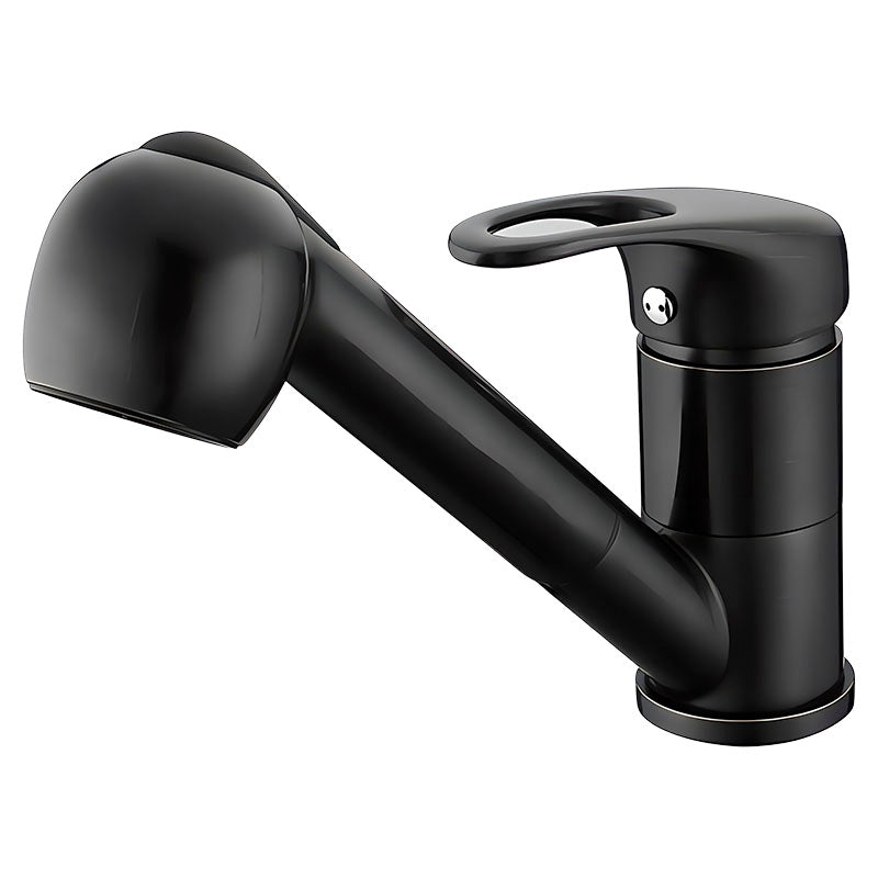 Grifo para cocina monomando cuello recto bajo negro mate con manilla palanca