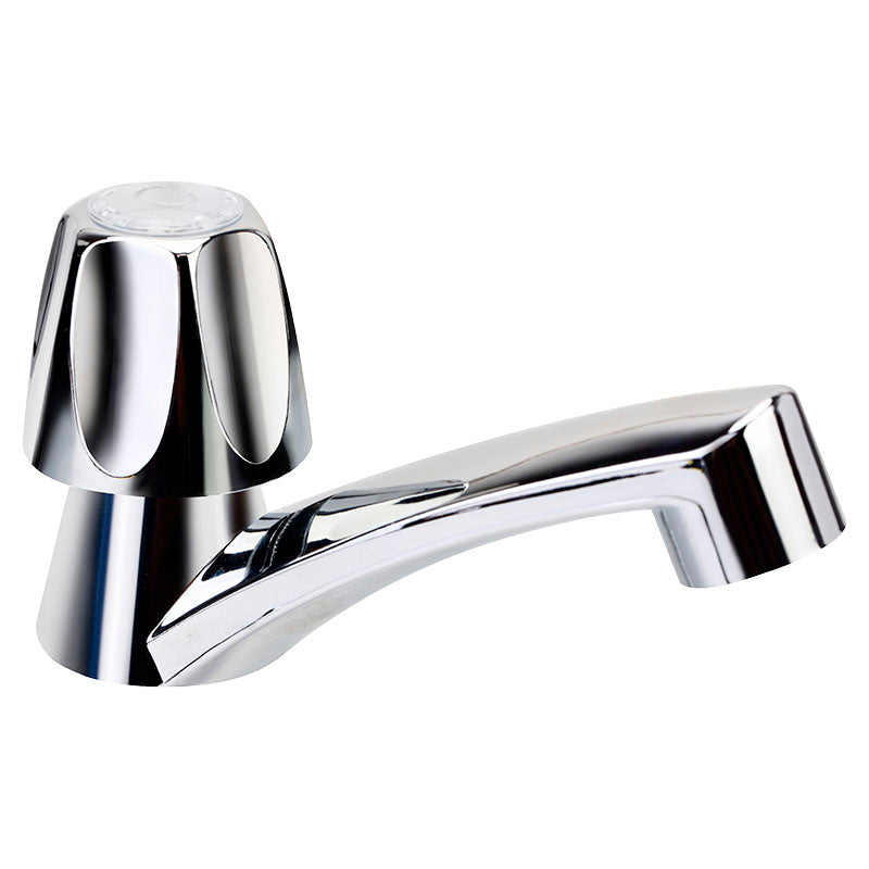 Aqua Nuova Low-Neck Single-Handle Basin Faucet with Chrome Silver Knob Handle
