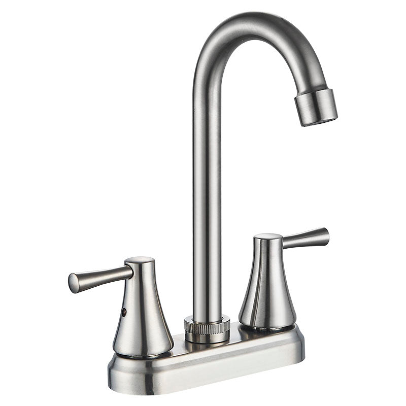 4" brushed nickel high arc swan neck lavatory mixer with lever handle