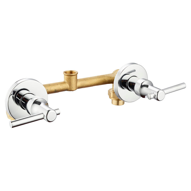 Two-handle chrome-plated brass shower mixer with lever handle