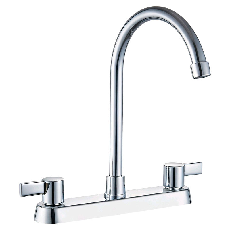 Mezclador para cocina 8" cuello cisne alto Genoa plata cromado con manilla palanca