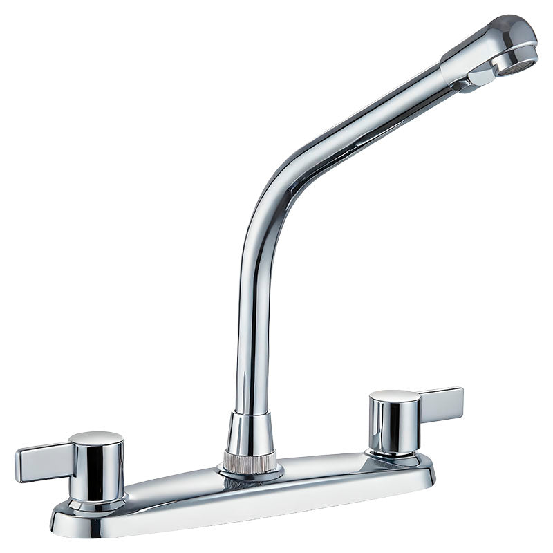 Mezclador para cocina 8" cuello l alto plata cromado con manilla palanca