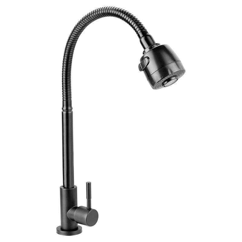 Grifo para cocina monomando cuello flexible alto negro mate con manilla palanca