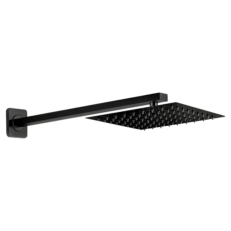 Set de ducha con brazo cuadrada 20 cm acero inoxidable negro mate Aqua Nuova