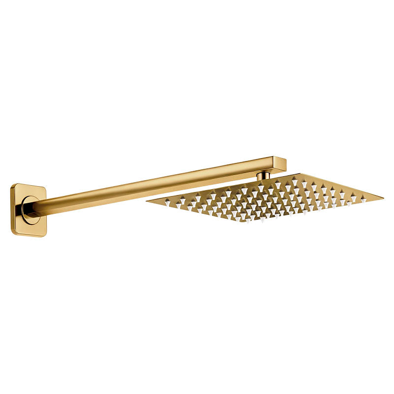 Set de ducha con brazo cuadrada 20 cm acero inoxidable dorado cepillado Aqua Nuova