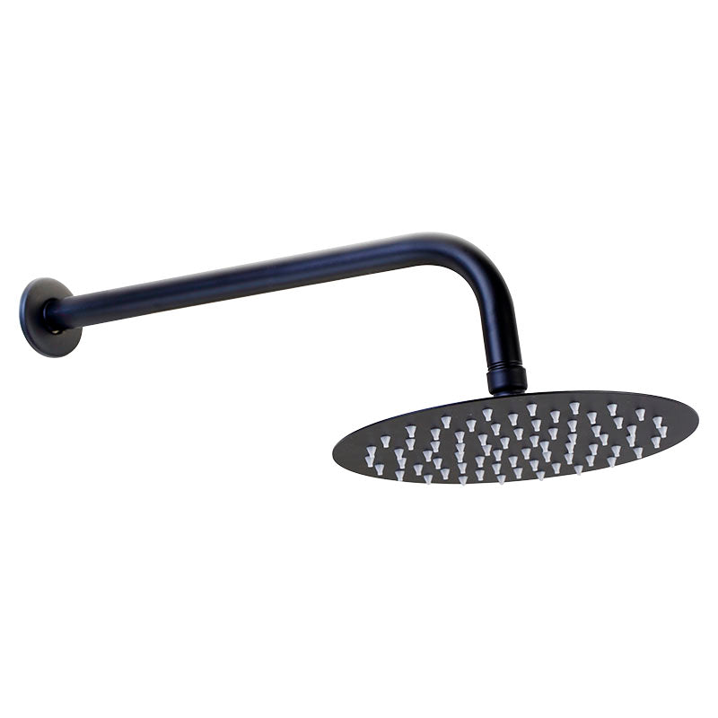 Set de ducha con brazo redonda 20 cm acero inoxidable negro mate Aqua Nuova
