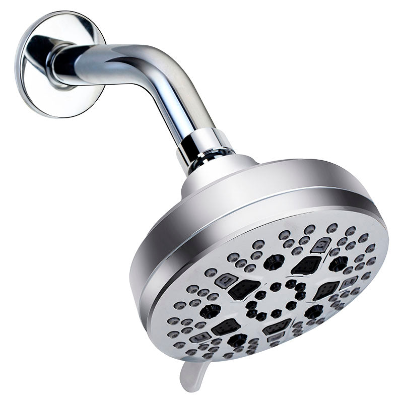 Set de ducha con brazo redonda 10 cm ABS plata cromado Aqua Nuova
