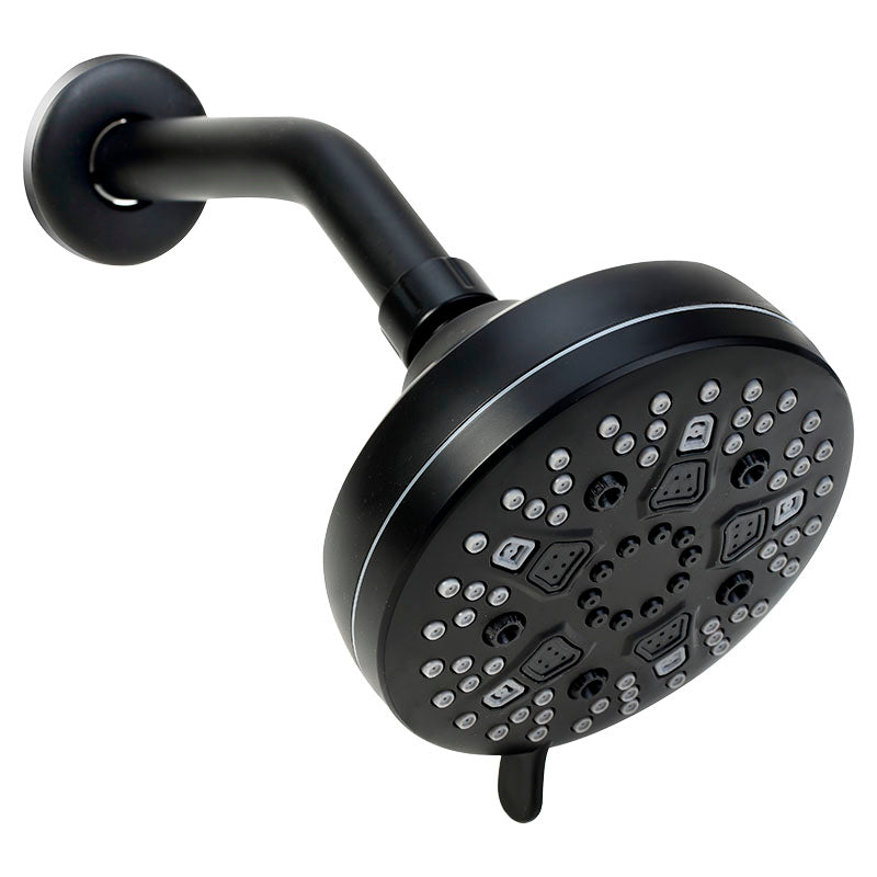 Set de ducha con brazo redonda 10 cm ABS negro mate Aqua Nuova