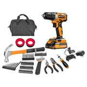 Daewoo 3/8" 20V Cordless Hammer Drill + 70-Piece Kit, Charger, and 2.0 Ah Battery