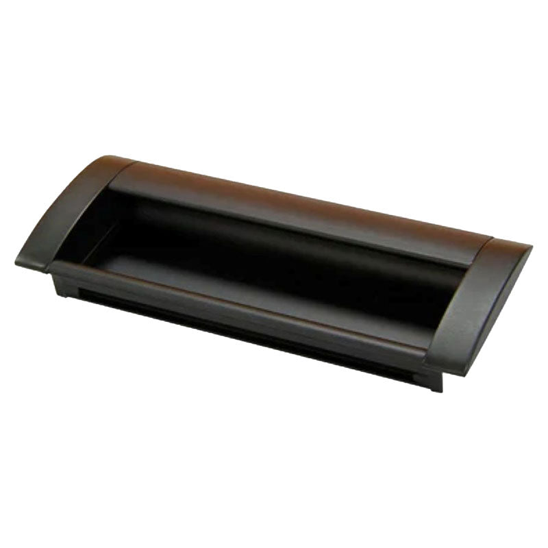 Rectangular matte black aluminum flush pull handle 12.8 cm