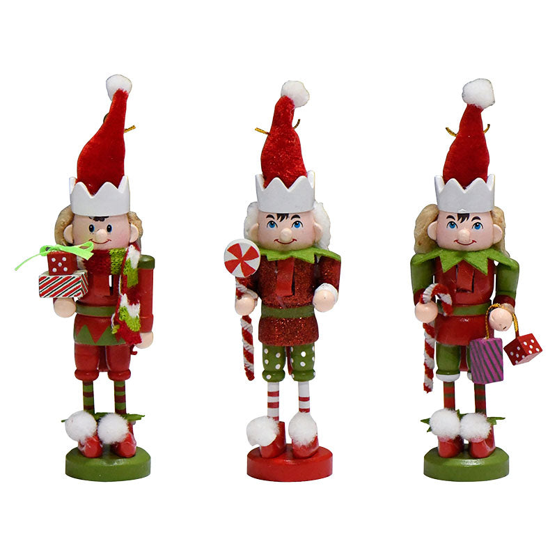 Set de 3 cascanueces Basic Living madera rojo y verde 13 cm