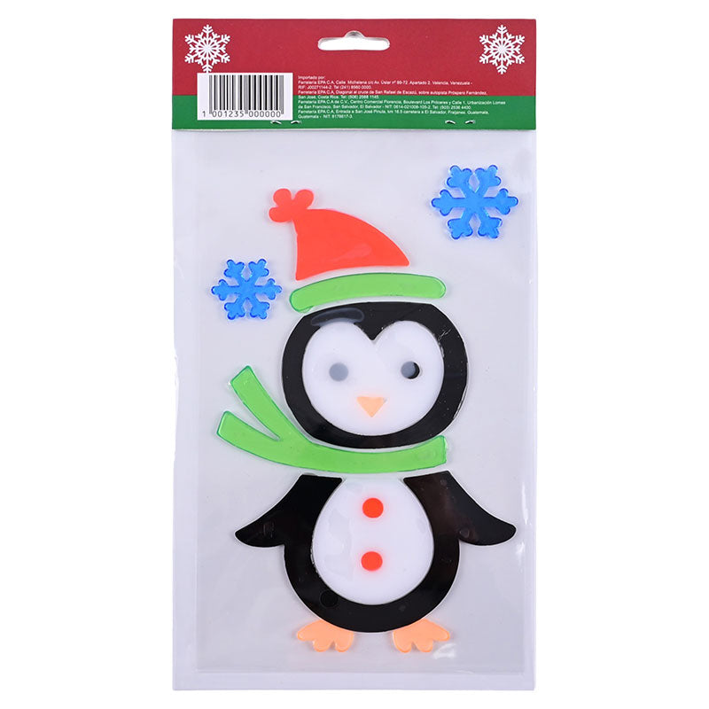 Adhesivo de gel navideño pingüino