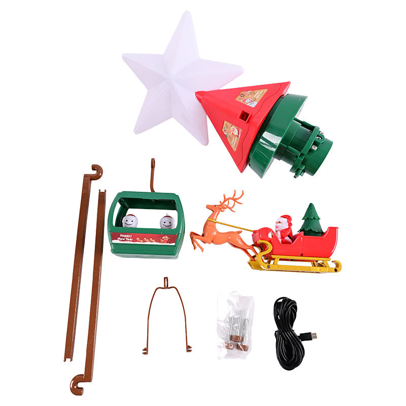 Estrella para árbol navideño con renos giratorios LED