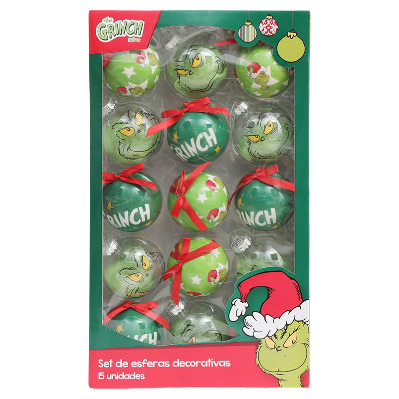 Set 15 esferas El Grinch 8 cm