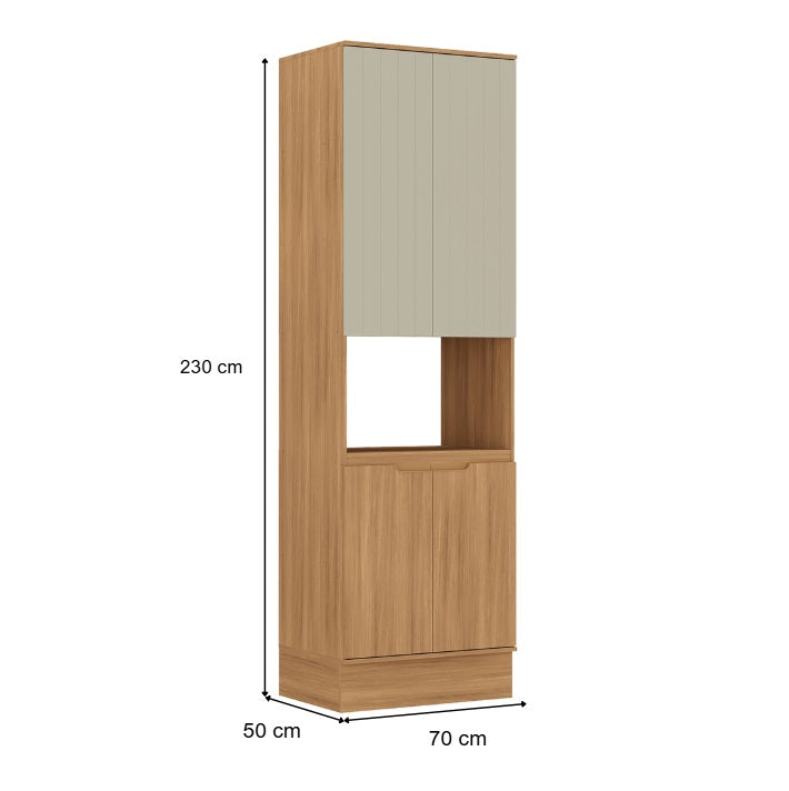 Alacena para microondas Alma 230 x 70 x 50 cm cedro y salvia amaderado