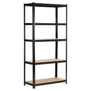 Heavy duty steel shelving unit 5 levels 90 x 40 x 180 cm 150 kg per level black