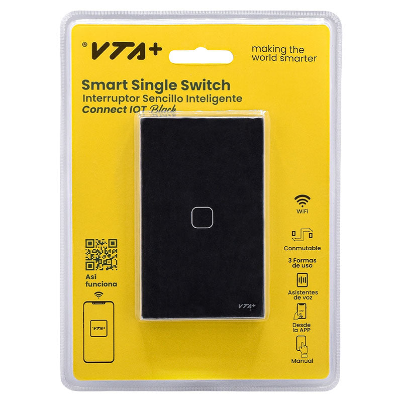 Smart single light switch 125 V black Wi-Fi VTA+
