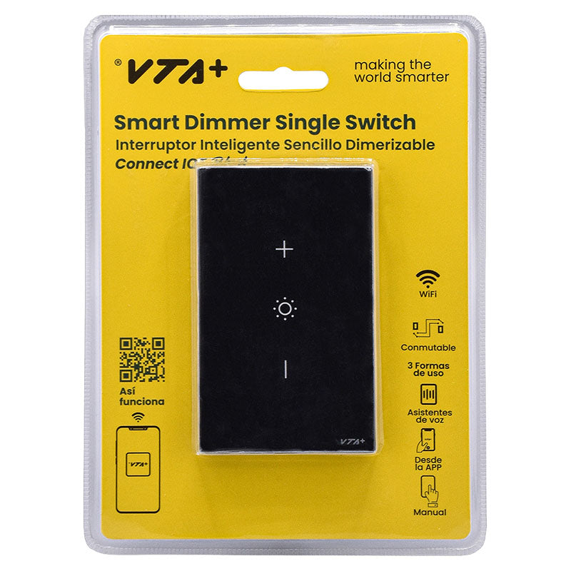 VTA+ Wi-Fi Dimmable Single Smart Switch 125 V Black
