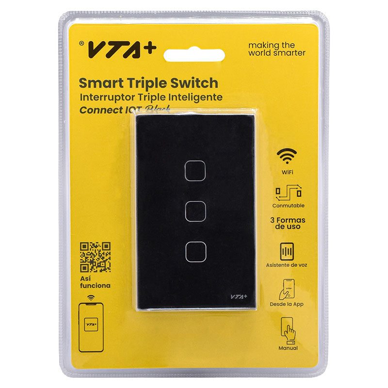 VTA+ Wi-Fi 125V smart triple switch black