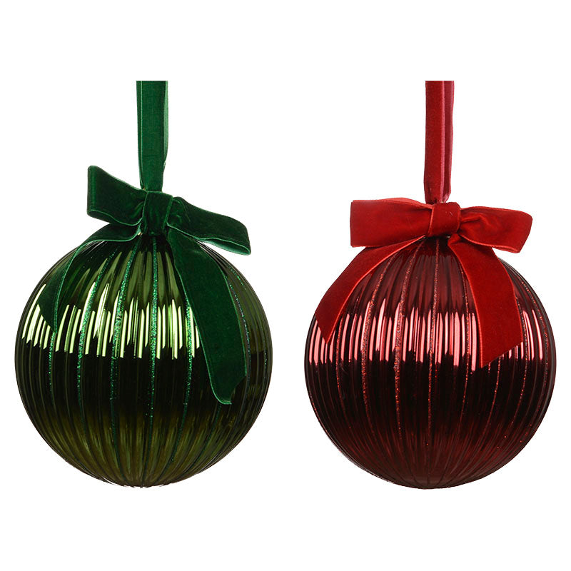Esferas navideñas de vidrio con purpurina rojo y verde
