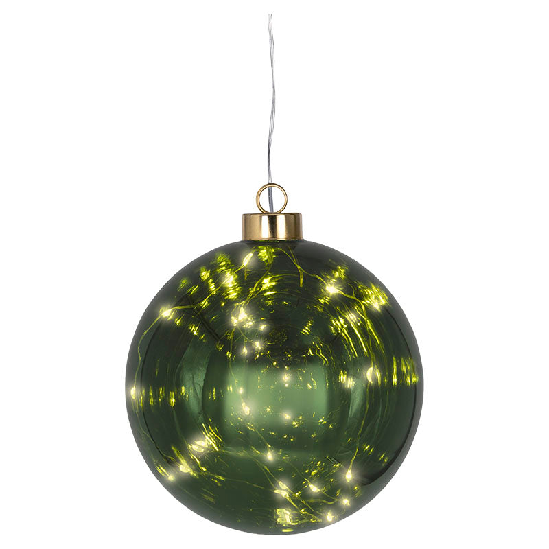 Esfera colgante de vidrio 15 luces micro LED varios colores 14 cm