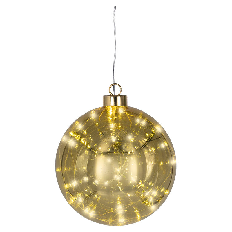 Esfera colgante de vidrio 15 luces micro LED varios colores 14 cm