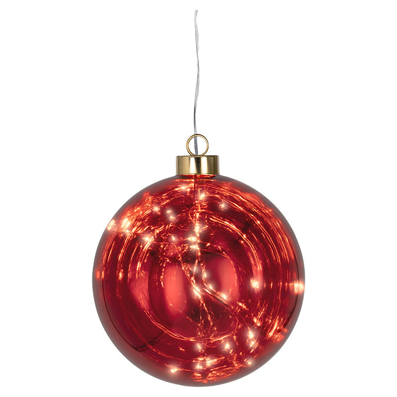 Esfera colgante de vidrio 15 luces micro LED varios colores 14 cm