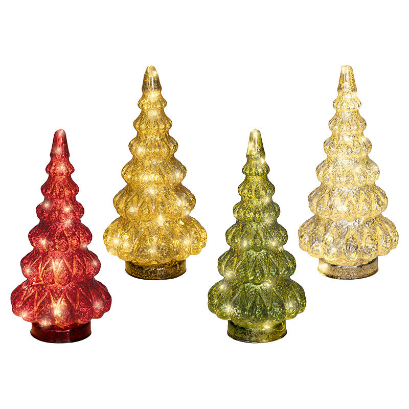 Árbol navideño de vidrio con micro LED luz fija varios colores