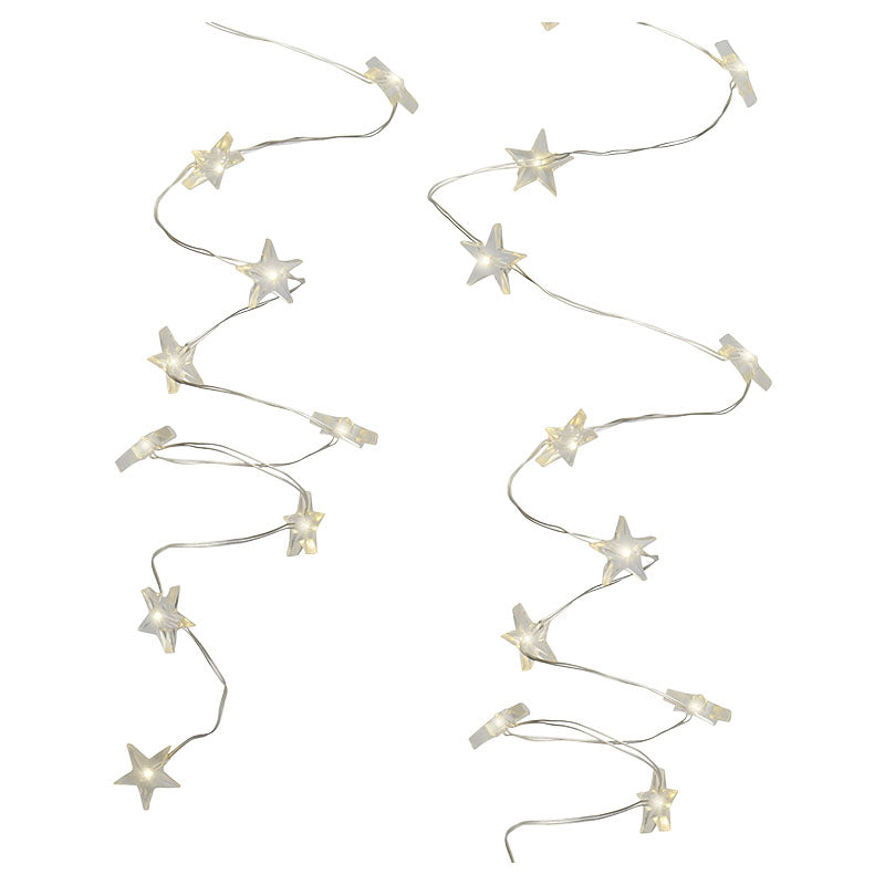 Serie de luces navideñas micro LED tipo estrella 30 luces 2,95 m blanco cálido