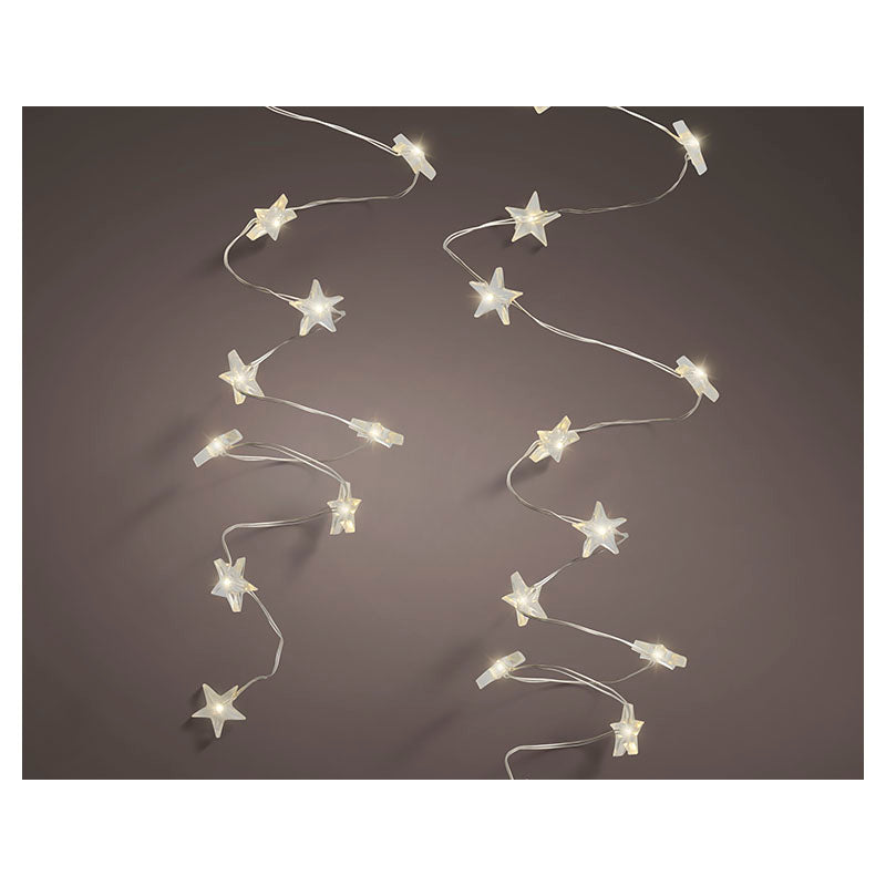 Serie de luces navideñas micro LED tipo estrella 30 luces 2,95 m blanco cálido