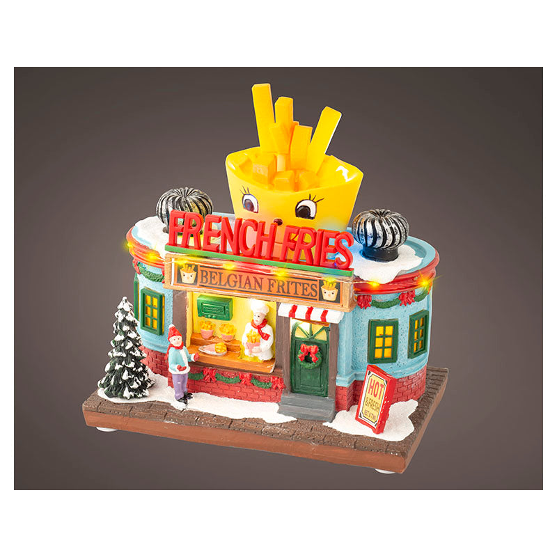 Villa navideña tienda de papas fritas