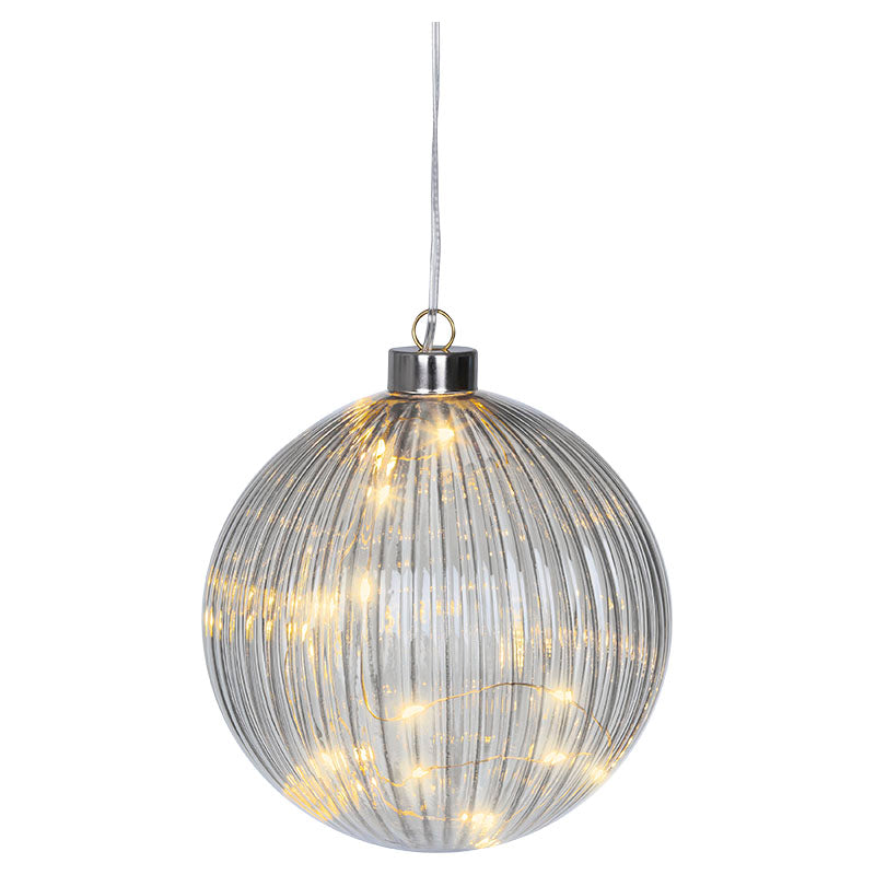Esfera colgante de vidrio 15 luces micro LED varios diseños 14 cm