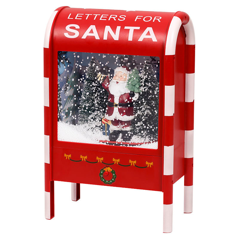 Buzón navideño efecto nieve luz LED blanco cálido 33 x 12,5 x 21 cm