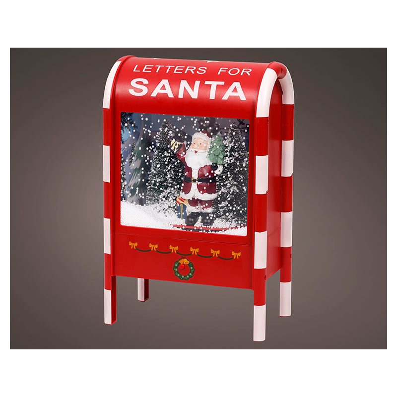 Buzón navideño efecto nieve luz LED blanco cálido 33 x 12,5 x 21 cm