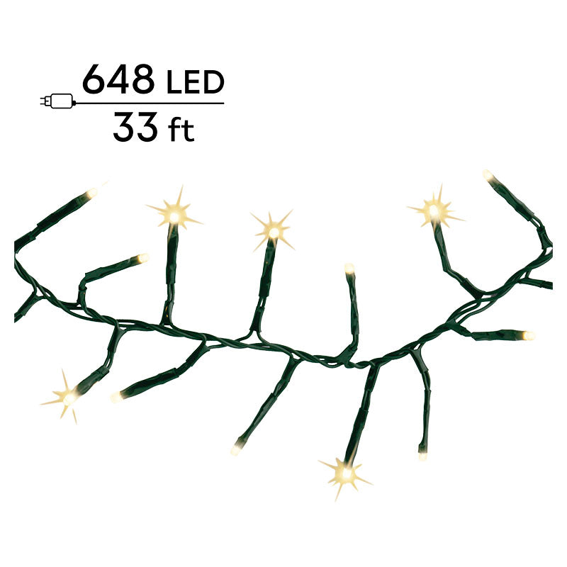 Serie de luces navideñas LED tipo cadena 240 luces 10 m blanco cálido