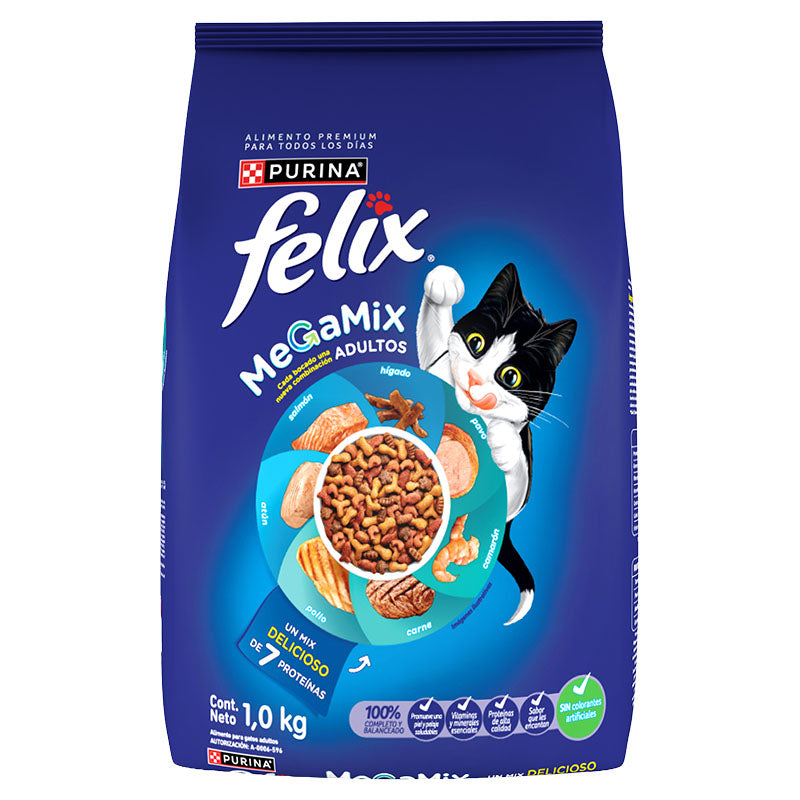 Alimento seco gato adulto 1 kg Felix Megamix