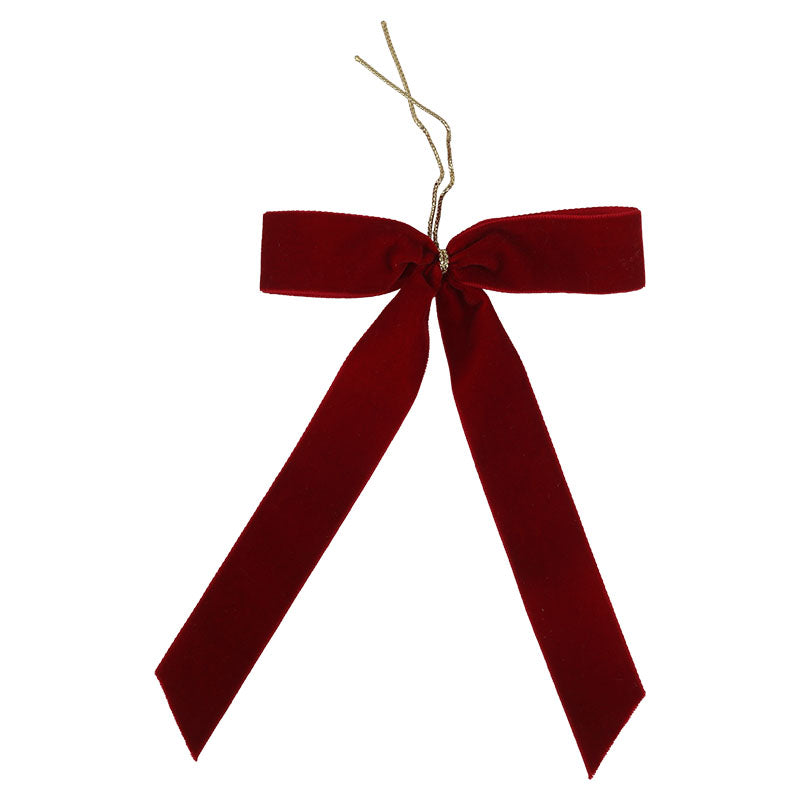 Lazo navideño terciopelo poliéster rojo 25.4 x 1.5 x 31.8 cm 12 piezas