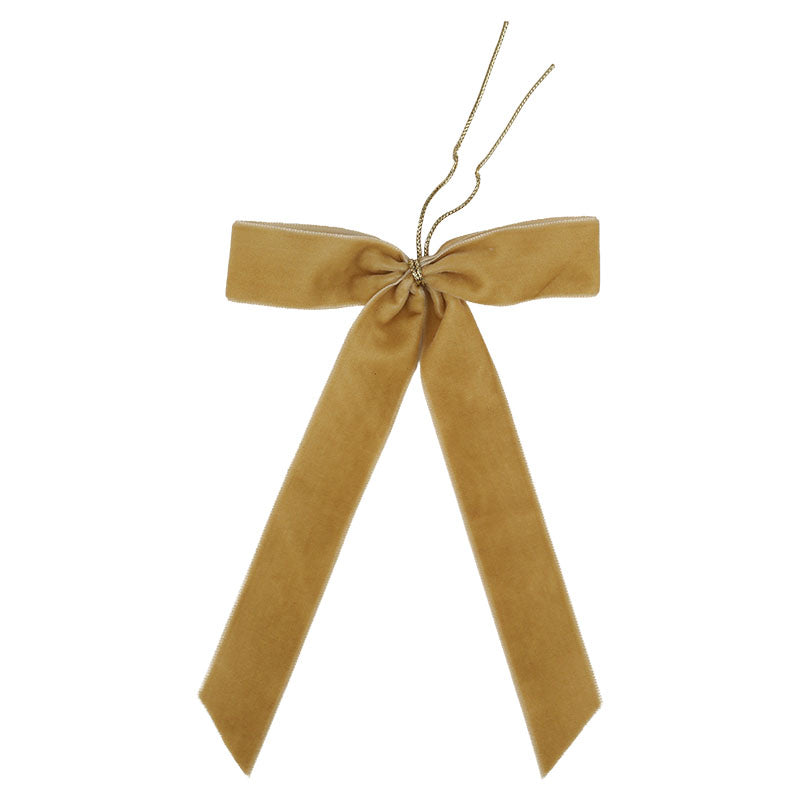 Lazo navideño terciopelo poliéster dorado 25.4 x 1.5 x 31.8 cm 12 piezas