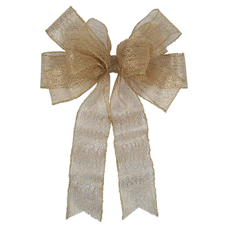 Lazo navideño traslucido poliéster dorado 25 x 8 x 36 cm