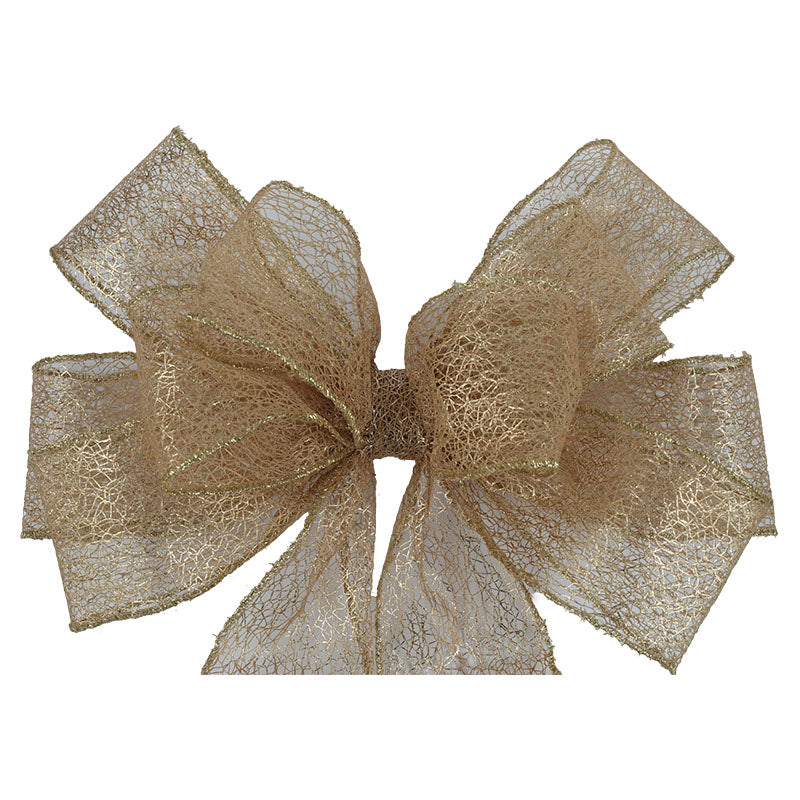 Lazo navideño traslucido poliéster dorado 25 x 8 x 36 cm