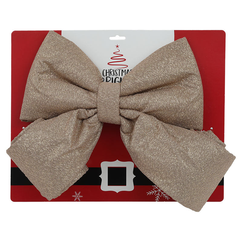 Lazo navideño poliéster dorado 45 x 15 x 48 cm